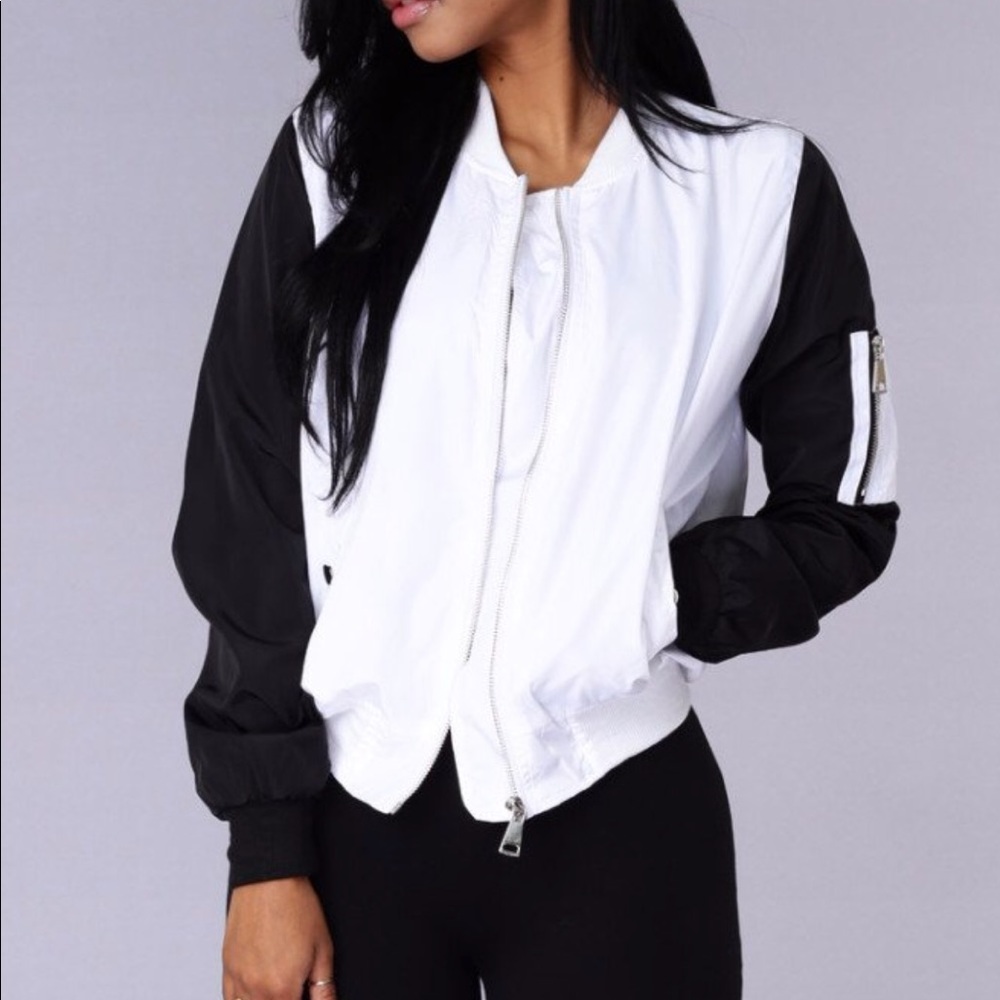 Lightweight Bomber Jacket - White/Black